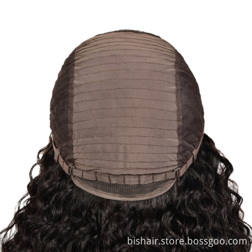 BIS Wholesale Brazilian Water Wave Human Hair Wigs With Bangs Full Machine Made Wigs For Women Remy Pixie Cut Bob Wig With Bang
